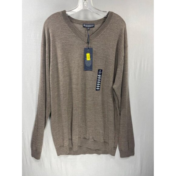 Hart Schaffner Marx 2XT Extra Fine Merino Wool Pullover V-Neck Sweater Beige - Picture 4 of 7